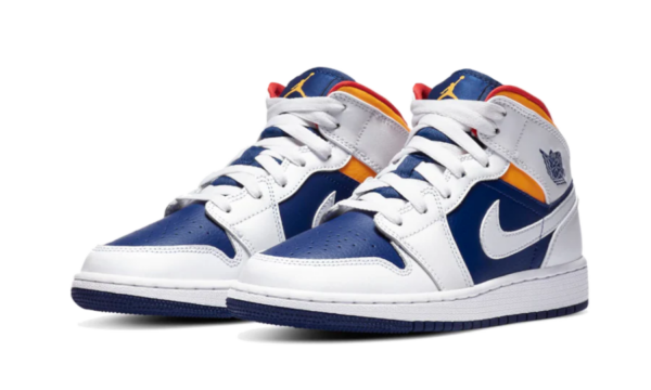 AIR JORDAN 1 MID WHITE LASER ORANGE DEEP ROYAL BLUE - Image 2