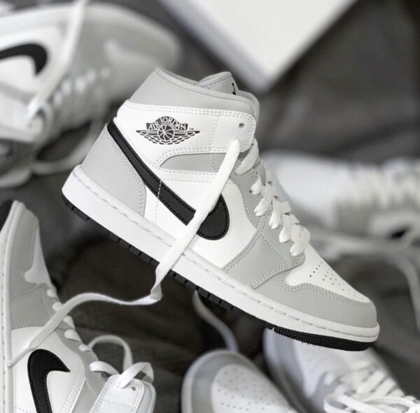 AIR JORDAN 1 MID WHITE LIGHT SMOKE GREY - Image 7